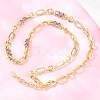 7MM Brass Pave Cubic Zirconia Figaro Chain Necklaces NJEW-D324-05G-02-1