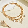 Alloy Crystal Rhinestone and Enamel Cross Heart Multi-Charm Double Layer Necklaces for Women WGEBEB6-01-4