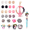 80Pcs Round & Cow Stripe Food Grade Eco-Friendly Silicone Focal Beads SIL-TA0002-68-3