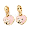 Rack Plating Alloy Enamel Heart with Dog European Dangle Charms FIND-B034-50G-1