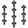 Olycraft 10Pcs Cross with Word Jesus Silicone Beads SIL-OC0001-21-1