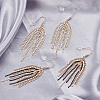 2 Pairs 2 Colors Natural Pearl Beaded & Rhinestone Chains Tassel Earrings EJEW-AN0004-23-7