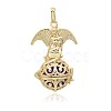 Golden Plated Brass Hollow Round Cage Pendants KK-J248-11G-2
