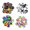 Mixed Pattern Half Round/Dome Printed Glass Cabochons GLAA-T029-16B-2