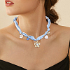 Flower Alloy Enamel & Resin & Glass & Plastic Pearl & Rhinestone Tassel Scarf Choker Necklaces NJEW-SP0001-16C-5