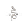 304 Stainless Steel Snake Wide Open Cuff Ring for Women X-RJEW-S405-160P-1