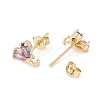 Rack Plating Brass Cubic Zirconia Stud Earrings Findings MAK-I684-10G-06-RS-2