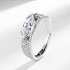 Horse Eye Brass Micro Pave Cubic Zirconia Finger Rings FS-WG116FD-01-1