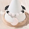 Natural Madagascar Rose Quartz & Lava Rock & Shell Pearl Charm Bracelets BJEW-JB13707-2