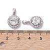 Brass Micro Pave Clear Cubic Zirconia Charms KK-K360-15P-3