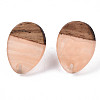 Resin & Walnut Wood Stud Earring Findings MAK-N032-006A-H02-2