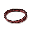 Microfiber Leather Braided Double Loops Wrap Bracelet with 304 Stainless Steel Magnetic Clasp for Men Women BJEW-C021-08-P-3