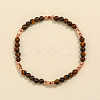 Natural Tiger Eye & Brass Bead Stretch Bracelets for Women HH3302-5-1
