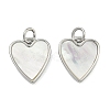 Natural Shell Pendants Brass Heart Charms KK-D229-17P-1