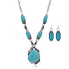 Bohemian Ethnic Style Alloy with Synthetic Turquoise Teardrop Pendant Necklaces & Oval Dangle Earrings Sets FS-WGCAAC5-01-5