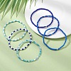6Pcs Glass Seed & Brass Beaded Stretch Bracelets Set BJEW-JB09538-03-4