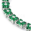 Noble Gift Ideas for Lady Platinum Tone Brass Micro Pave Cubic Zirconia CZ Flower Link Chain Bracelets BJEW-L472-09-1-2