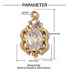 304 Stainless Steel Pave Clear Cubic Zirconia Charms CU-OY001-38G-2