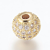 Brass Micro Pave Cubic Zirconia Beads ZIRC-E134-8mm-04G-1