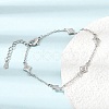 Brass Micro Pave Clear Cubic Zirconia Star Link Chain Bracelets KK-CBA3629-01P-1