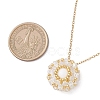 Natural Mashan Jade & Glass Seed Beaded Flat Round Pendant 304 Stainless Steel Cable Chain Necklaces NJEW-MZ00129-02-2