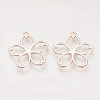 Rack Plating Alloy Open Back Bezel Pendants PALLOY-R099-31RG-FF-1