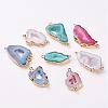 Electroplate Natural Druzy Geode Quartz Crystal Links connectors G-K189-04-1