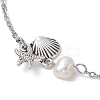 3Pcs 3 Style Turtle & Shell & Starfish Alloy Link Anklets Set with 304 Stainless Steel Cable Chains AJEW-AN00550-3