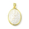 Rack Plating Brass Pave Natural Shell Pendants KK-A204-01C-03G-1