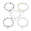 Natural Mixed Gemstone Chip & Iron Beaded Stretch Bracelets BJEW-JB09778-1