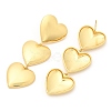Rack Plating Brass Triple Heart Dangle Stud Earrings EJEW-A103-11G-2