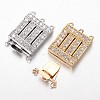 Brass Cubic Zirconia Box Clasps ZIRC-O020-06-NR-1