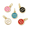 Real 18K Gold Plated Brass Enamel Charms KK-L216-001G-E-1