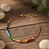 7 Chakras Synthetic Turquoise & Natural Lapis Lazuli & Carnelian Round Beads Double Layers Bracelets CC9331-2-3