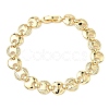 Clear Cubic Zirconia Flat Round Link Chains Bracelet BJEW-G773-06G-4