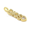 Word DIOS Rack Plating Brass Micro Pave Clear Cubic Zirconia Pendants KK-Z053-11G-02-2
