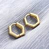 Brass Hexagon Hinged Hoop Earrings for Women EJEW-P206-11G-3