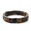 Square Natural Tiger Eye Beads Stretch Bracelets for Women Men BJEW-C097-06U-4