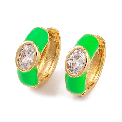 Rack Plating Brass Cubic Zirconia Enamel Earrings EJEW-S219-14G-1