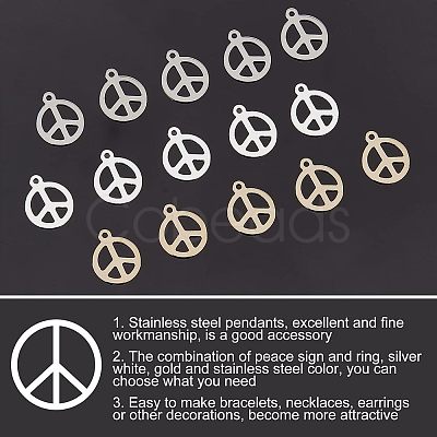 60Pcs 3 Colors 304 Stainless Steel Pendants STAS-UN0028-38-1