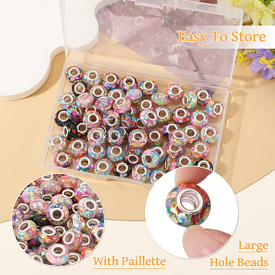 66Pcs 11 Colors Transparent Resin Rondelle European Beads RESI-TA0004-86-1