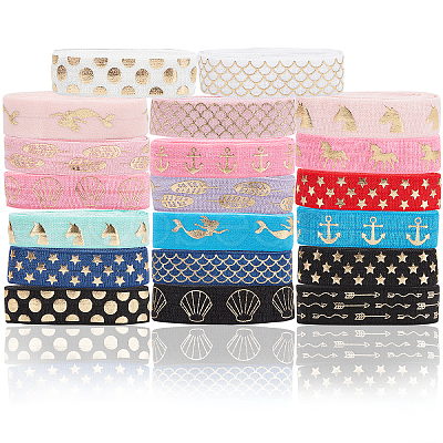 20 Yards 20 Style Polyester Elastic Ribbon EC-GF0001-21-1