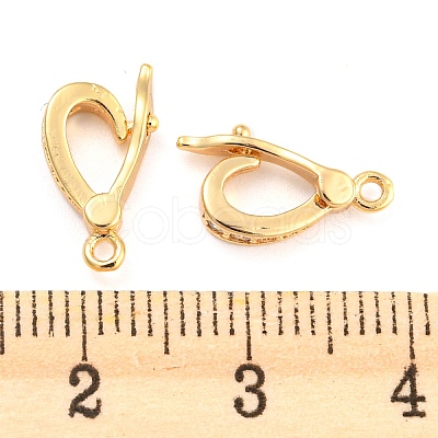 Brass Pave Clear Glass Twister Clasps KK-D048-01G-1