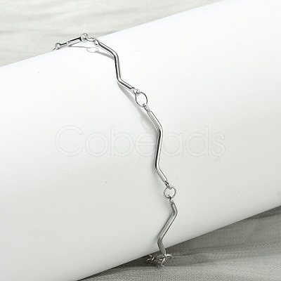 Twisted 304 Stainless Steel Bar Link Chains Bracelets for Women BJEW-D456-04P-1