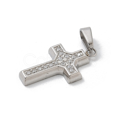 304 Stainless Steel Micro Pave Cubic Zirconia Pendants STAS-Z107-08P-12-1