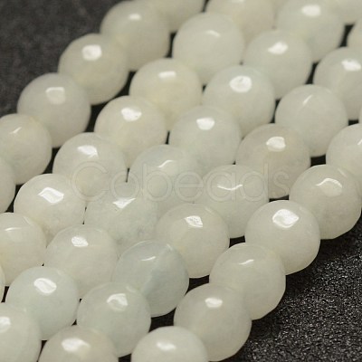 Faceted Natural White Jade Beads Strands X-G-F448-6mm-1