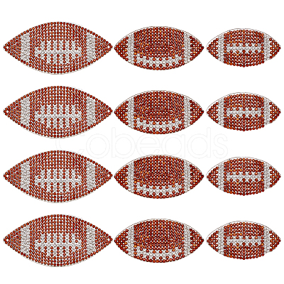 12Pcs 3 Styles Sports Theme Resin Rhinestone Iron on/Sew on Cloth Patches DIY-OC0015-19-1