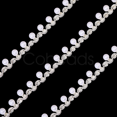 1 Yard Brass Crystal Rhinestone Cup Chain with Imitation Pearl OCOR-GL0001-08A-1