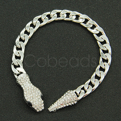 Alloy Black Rhinestone Cuban Link Chain Bracelets for Women WGC9FDE-02-1