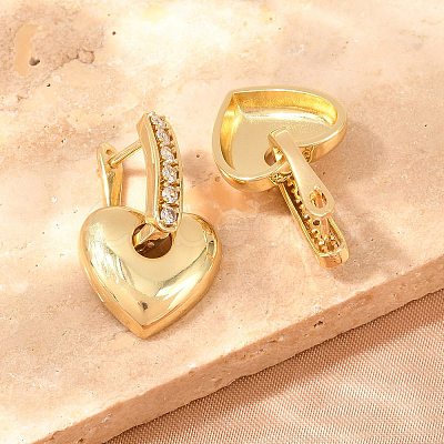Brass Micro Pave Clear Cubic Zirconia Hoop Dangle Earrings EJEW-G471-30C-G-1
